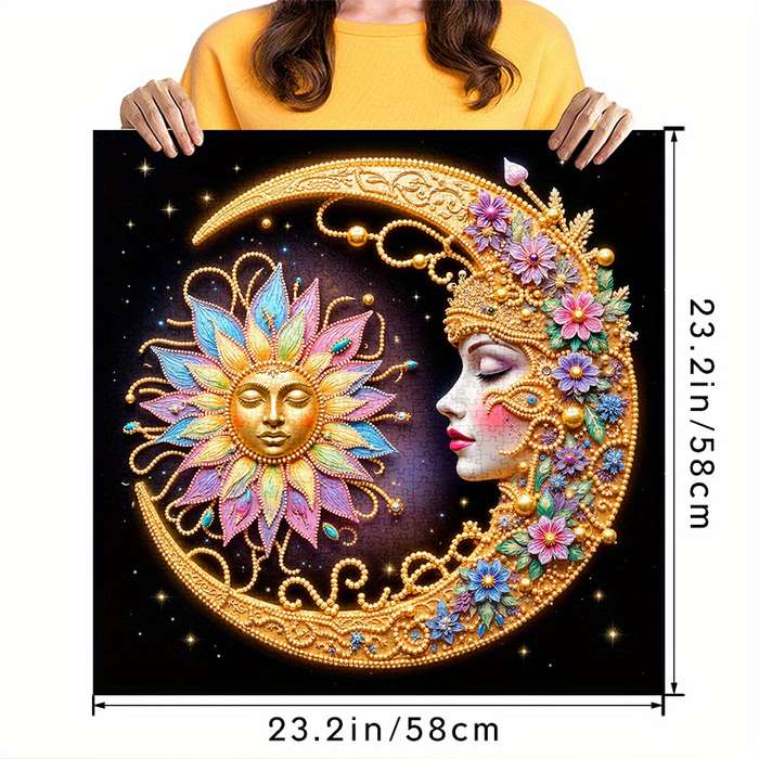 1000pcs Moon and Sun Jigsaw Puzzle Intricate Floral Design Scratch High Quality