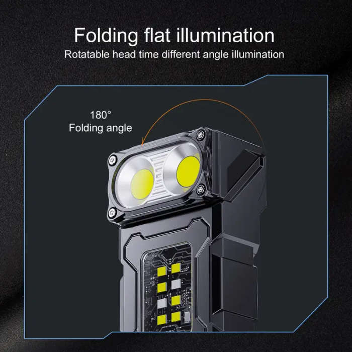 1pc Ultra Bright Mini LED Flashlight Rechargeable COB Work Light with Rotatable Head Metal Clip