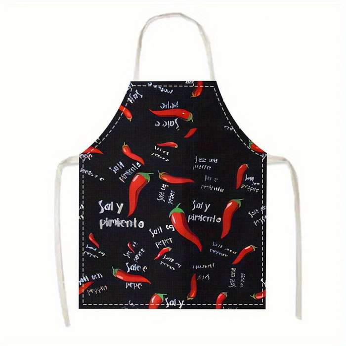 1pc Fun Chef Design Polyester Apron Durable Sleeveless Kitchen Cooking Cleaning Accessory