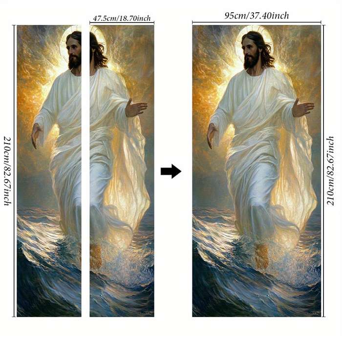 1pc 76.96x199.9cm Jesus Christian Themed Stickers