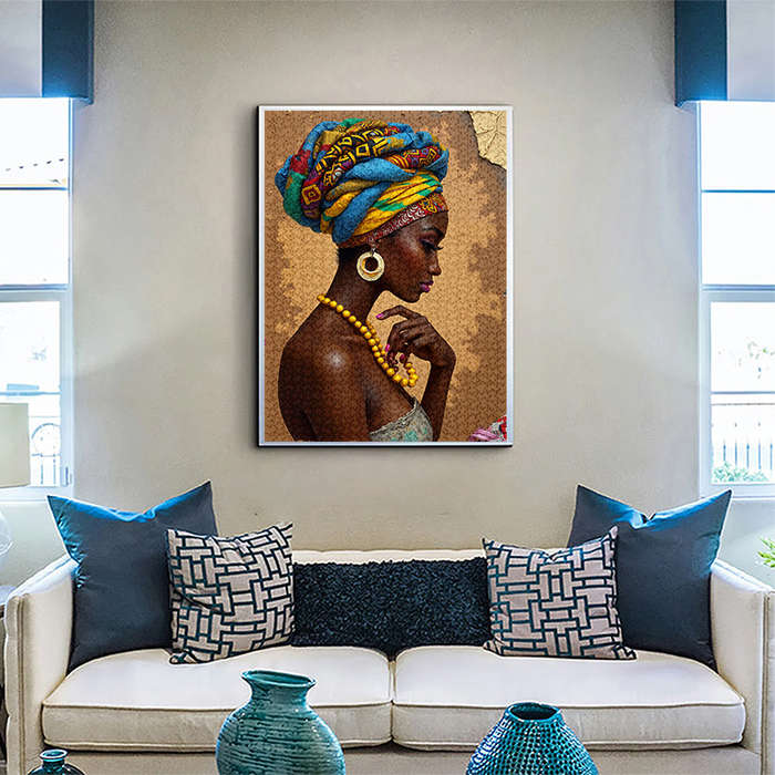 1000pcs Jumbo African Beauty Side Face Paper Jigsaw Puzzle Scratch Water Resistan