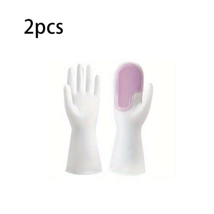 2pcs Colorful Waterproof Rubber Latex Dishwashing Gloves Ideal for Kitchen Bathroom Outdo