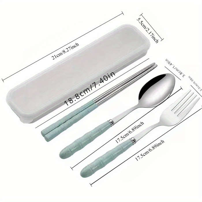 4pcs Stainless Steel Portable Cutlery Set Includes Knife Fork Spoon Chopsticks for Travel