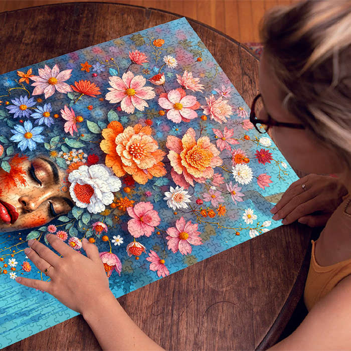 1000pcs Floral Woman Jigsaw Puzzle Large Scratch-Resistant High Quality DIY Brai