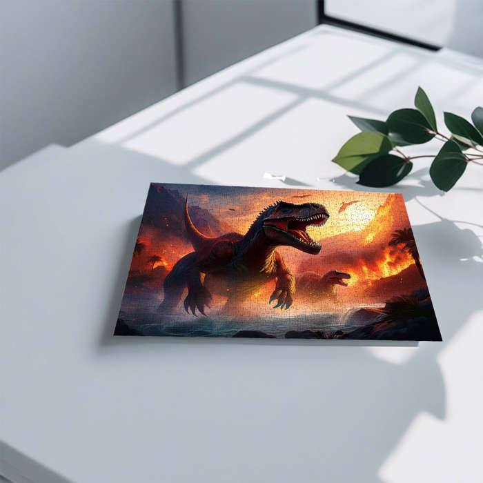 1000pcs Dinosaur Adventure Jigsaw Puzzle for Adults Intense Battle Volcanic Journ