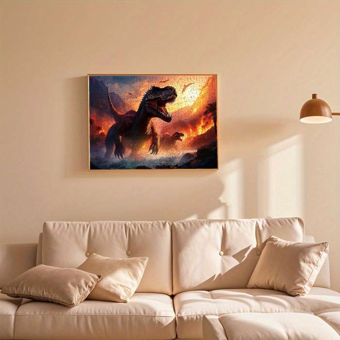 1000pcs Dinosaur Adventure Jigsaw Puzzle for Adults Intense Battle Volcanic Journ