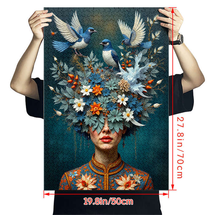 1000pcs Jigsaw Puzzle for Adults Floral Bird Woman Artwork Premium Anti-Scratch