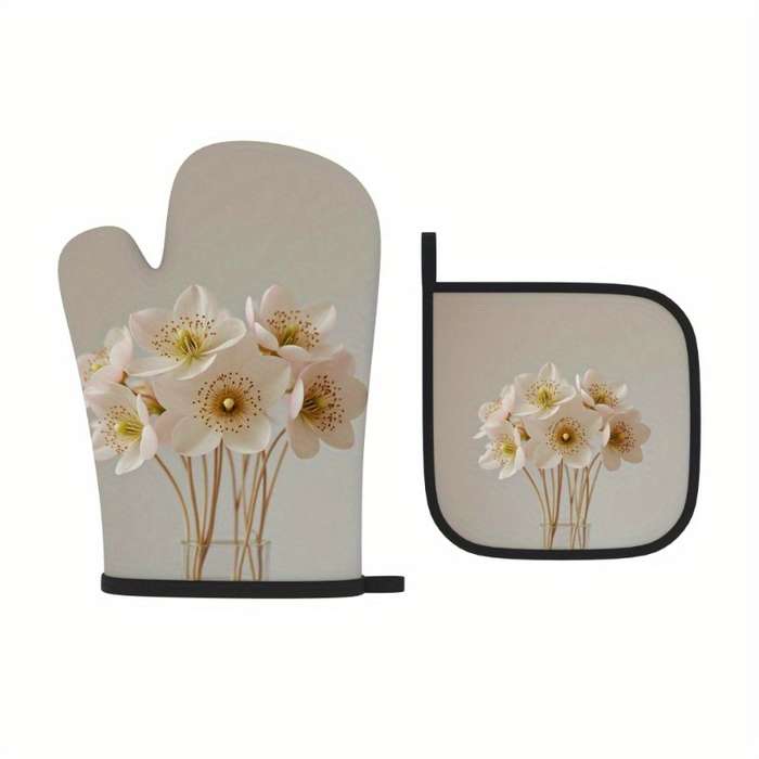 2pcs 26.92x17.02 cm Heat Resistant Oven Mitts And Potholders