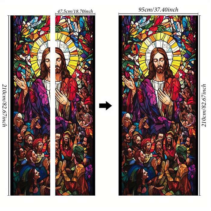 1pc 76.96x199.9cm Jesus Christian Themed Stickers