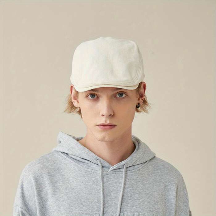 1pc Men's Retro Beret Cap Reversible Vintage Newsboy Hat Spring Autumn Fashion Accessory Gray