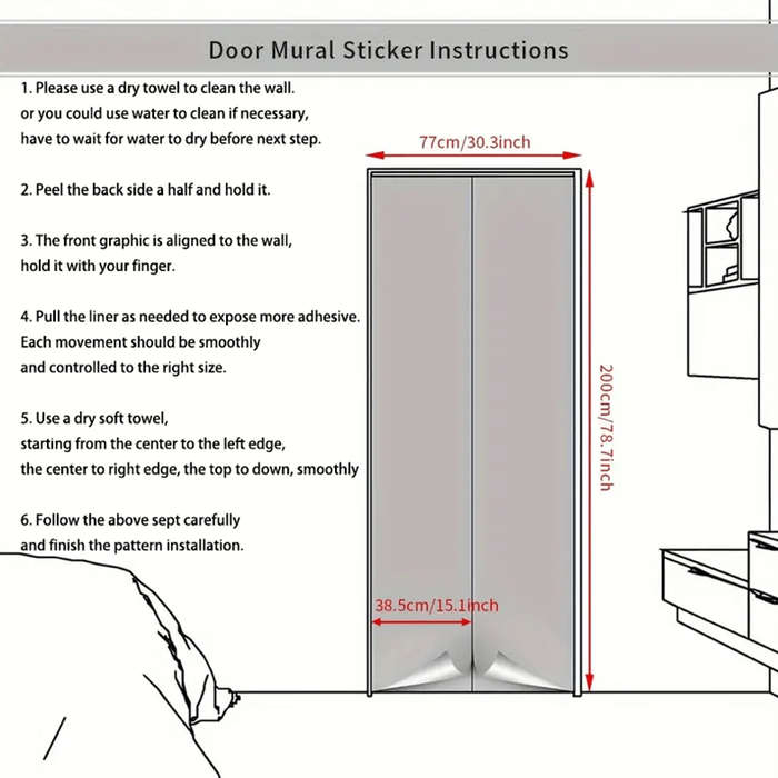 1Pc 77x200cm Door Window Sticker