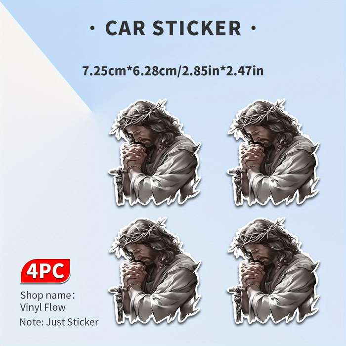 4pcs Jesus Christian Themed Stickers