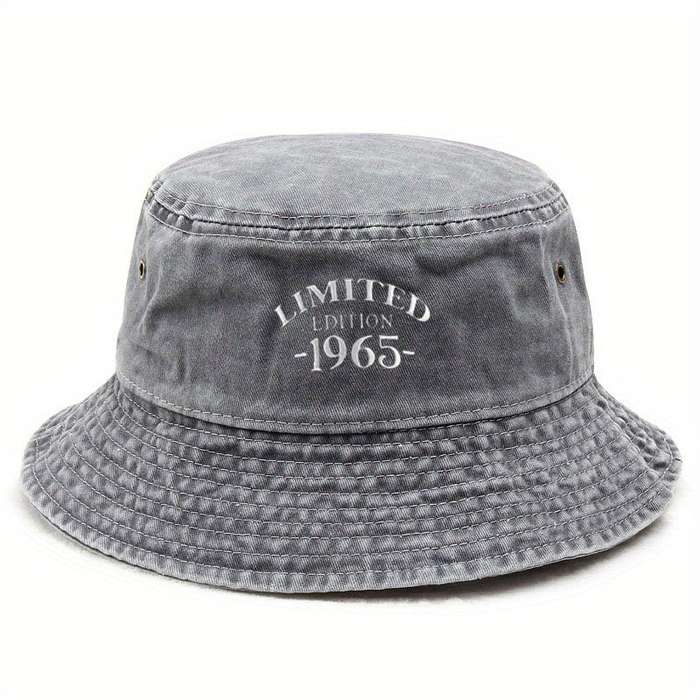 1pc Wide-Brimmed Washed Denim Embroidered Fisherman Hat Breathable And Adjustable Unisex Sun Hat
