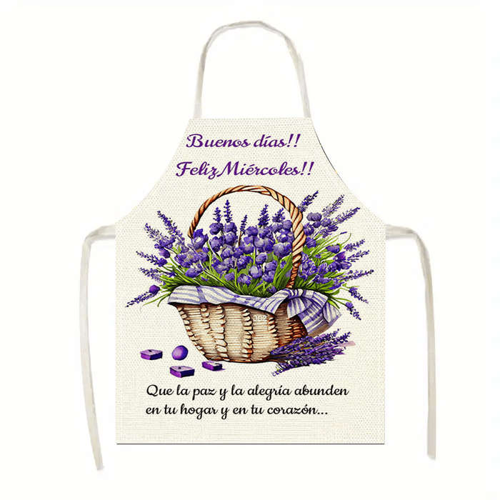 1pc Large Linen Lavender Basket Feliz Mircados Apron Durable Sleeveless Kitchen Wear wit
