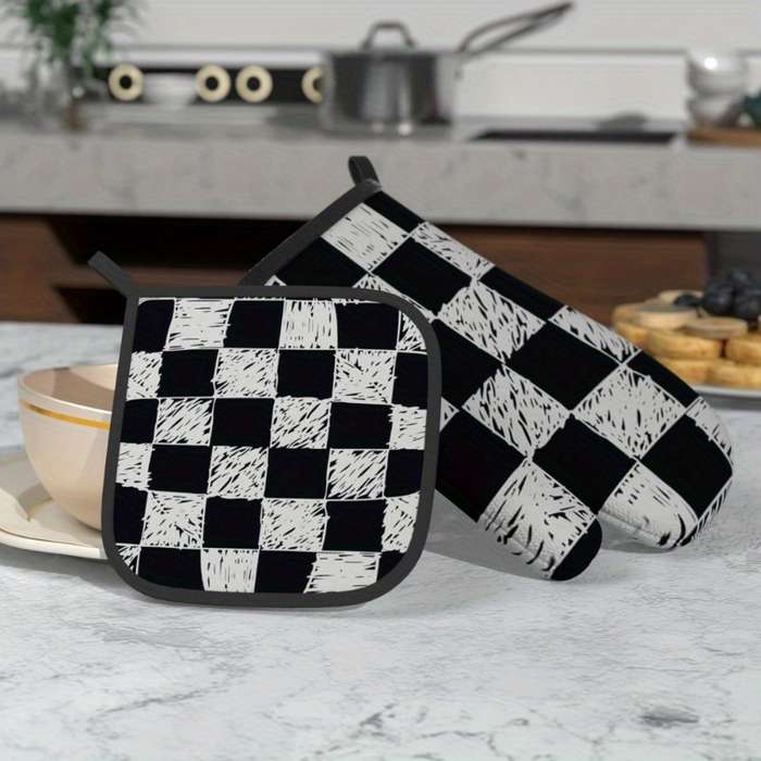 2pcs 26.92x17.02 cm Heat Resistant Oven Mitts And Potholders