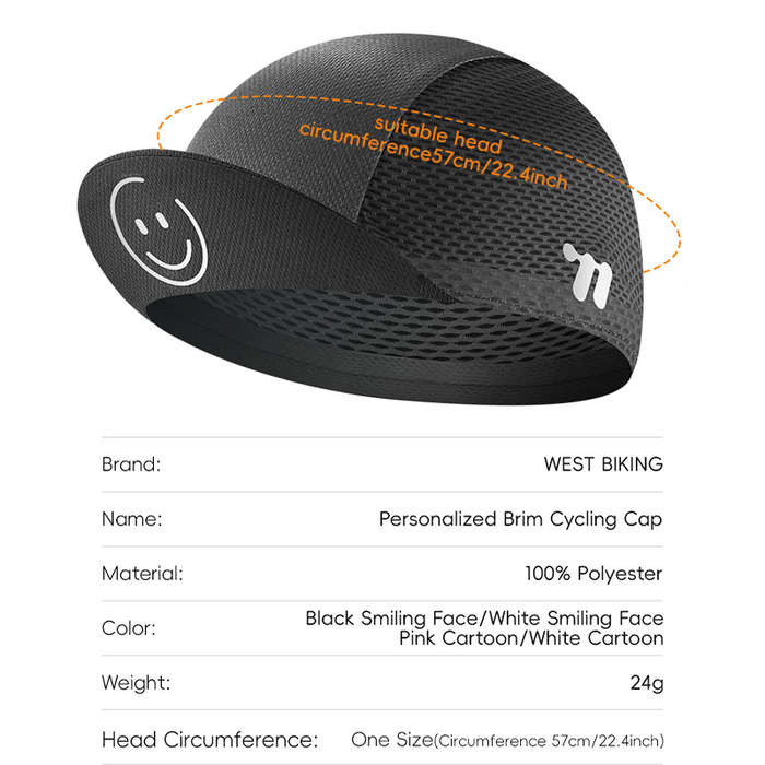 1pc WEST BIKING Quick-Dry Cycling Cap with Brim Breathable Lightweight Sports Hat for Running