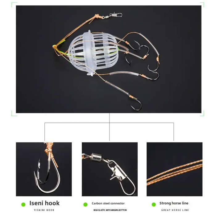 1pc Durable Carbon Steel Fishing Hooks with Bait Cage Strong Lightweight Tackle for Anglers