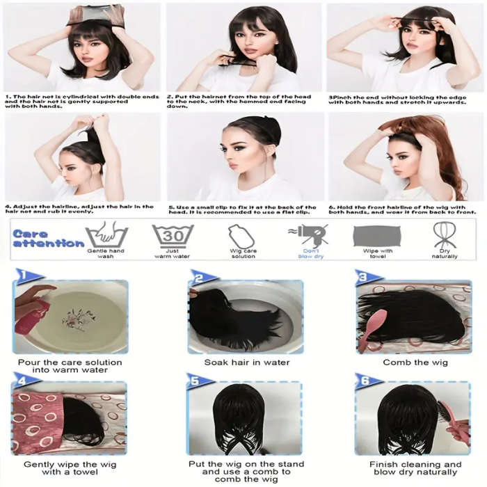 12" Light Brown PVC Women's Wig