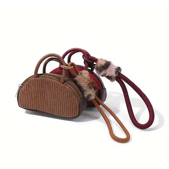 1pc New Multi Functional Coin Purse Corduroy with Lanyard ID Card Badge Wallet Headphone Organizer