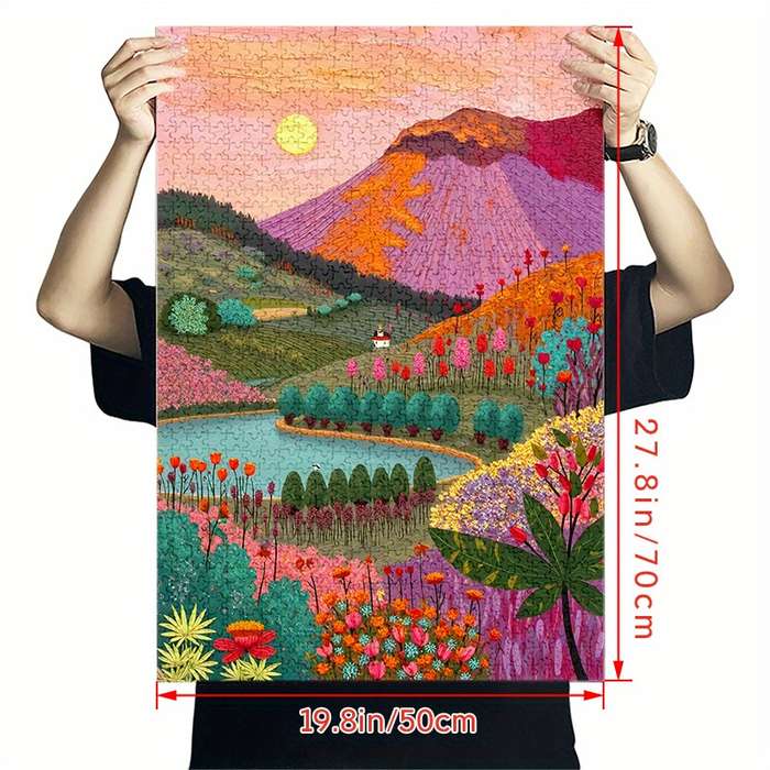 1000pcs Vibrant Valley Jigsaw Puzzle Large Colorful Landscape Puzzle for Adults W