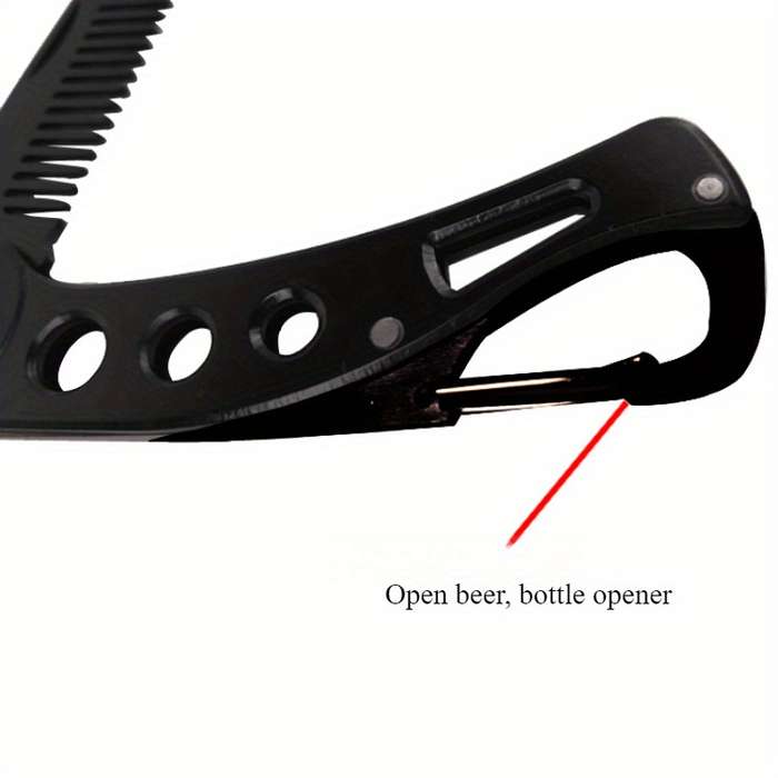 1pc Stainless Steel Folding Beard Comb and Knife Set Durable Pocket-Sized Men'S Groomi