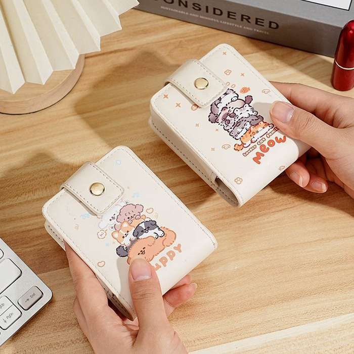 1pc Cute Cartoon Lipstick Holder with Mirror Portable Mini Makeup Bag for On-the-Go Touch-Ups