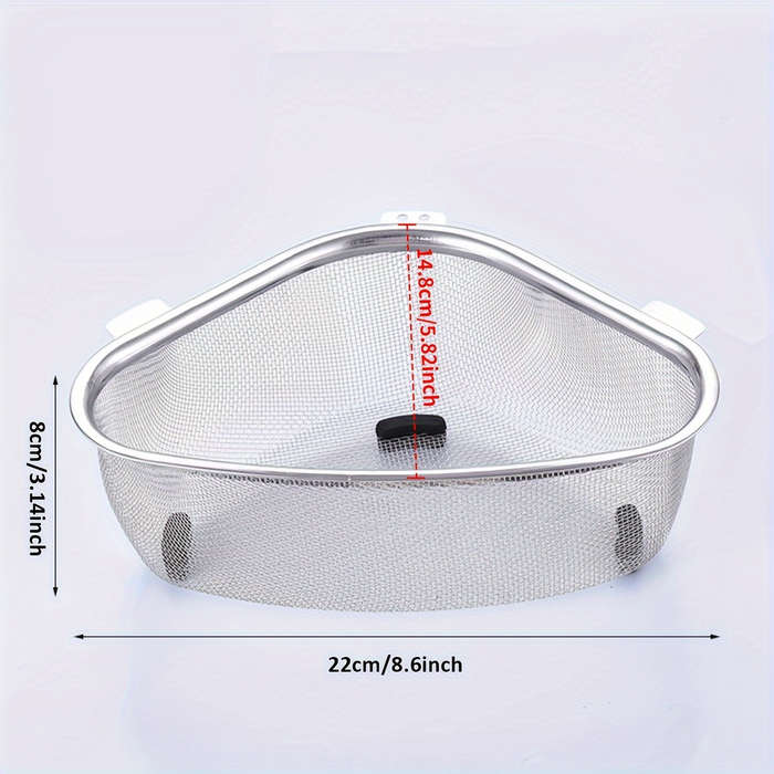 1pc Stainless Steel Sink Strainer Basket Leak-Proof Metal Garbage Filter with Mesh Storage for Fr