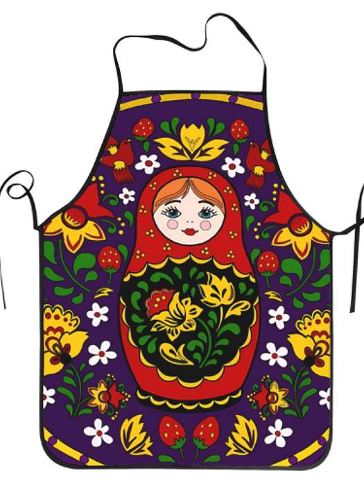 1pc Matrioska Purple 1pc Adult Size Sleeveless Apron Pattern Printed Bib Home Cooking Kitchen Wear