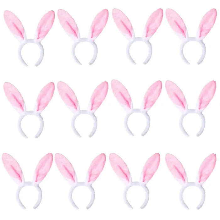 12 Pieces Soft Pink Faux Fur Bunny Ear Headbands