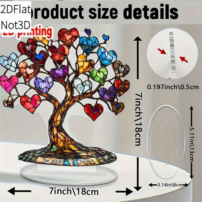 1pc 2D Flat  Acrylic Tree of Life Heart Fruit Desk Decor Vibrant  Plastic Bohemian Style Perfe