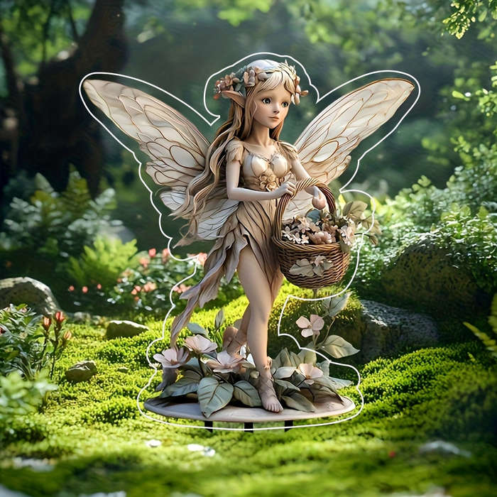 1pc 2D Flat   Non-3D Bohemian Style Acrylic Fairy Garden Sign Weatherproof Outdoor Decorati