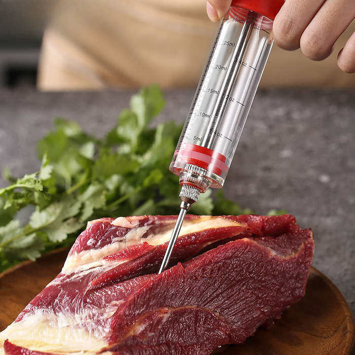 5pcs Meat Marinade Injector Set Quick Meat Marinating Tool Stainless Steel Needle Turkey Meat