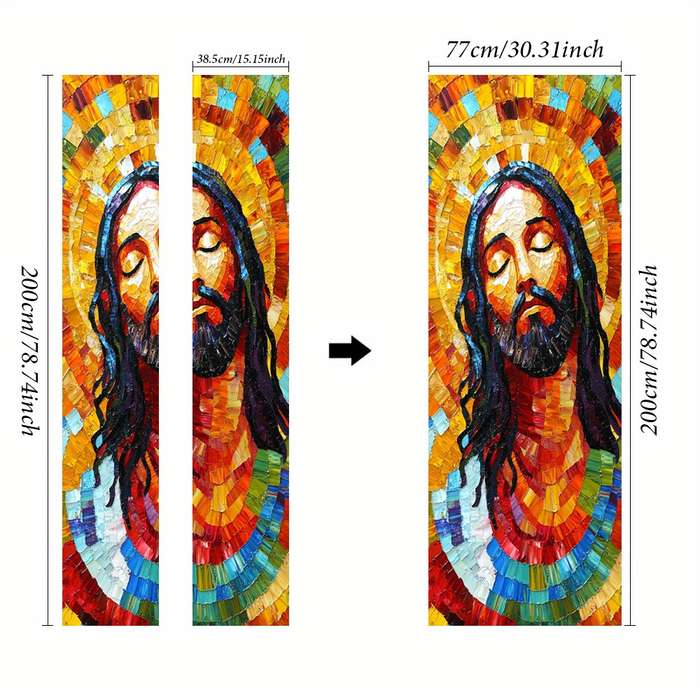 1pc 76.96x199.9cm Jesus Christian Themed Stickers