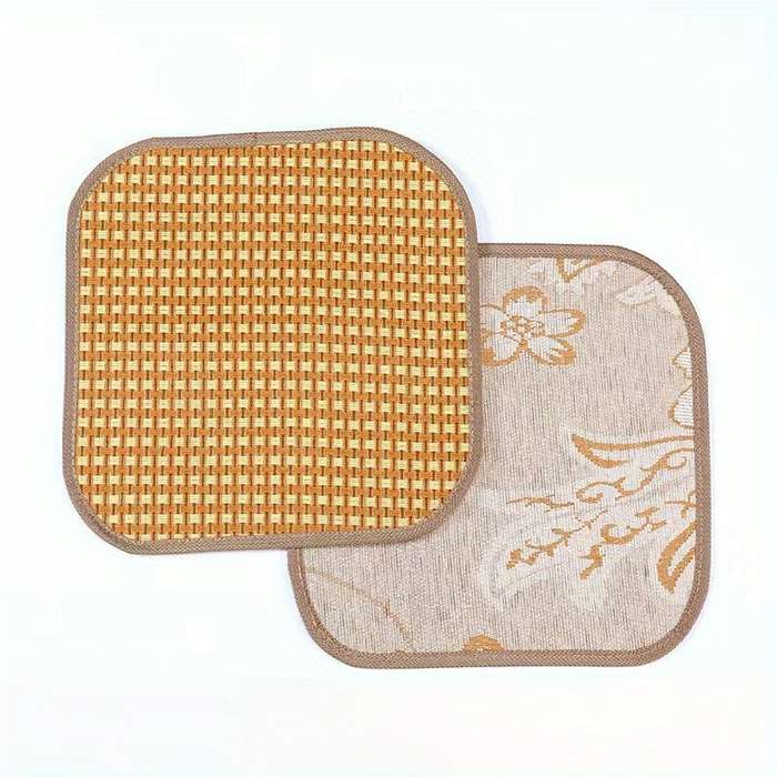 1piece Artificial Jade Rice Straw Mat Double Sided Cooling Pad Width 30x Length 30