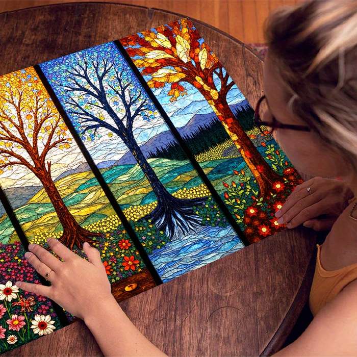 1000pcs Vibrant Four Seasons Jigsaw Puzzle Large Colorful Paper Puzzle for Adults