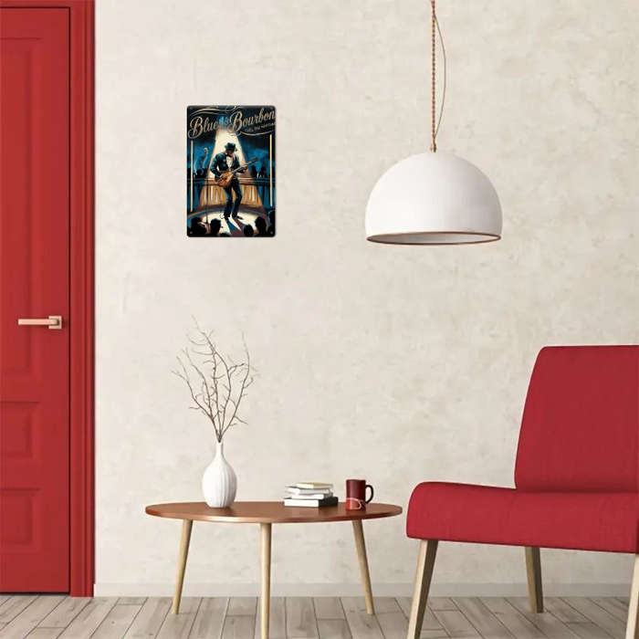 1pc Room Decor  Blues Bourbon Jazz Theme Iron Tin Sign 30.48x20.32 cm 2D Printed Wall Art for