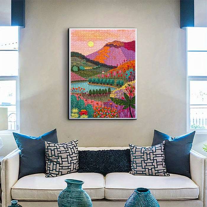 1000pcs Vibrant Valley Jigsaw Puzzle Large Colorful Landscape Puzzle for Adults W