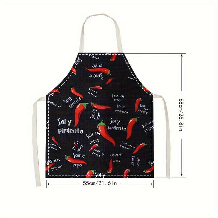 1pc Fun Chef Design Polyester Apron Durable Sleeveless Kitchen Cooking Cleaning Accessory