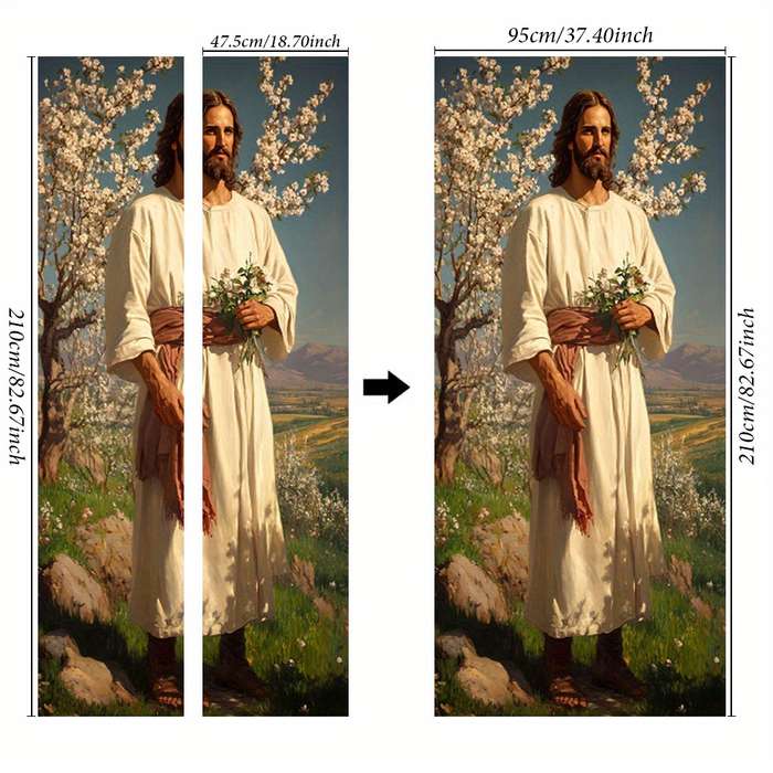 1pc 76.96x199.9cm Jesus Christian Themed Stickers