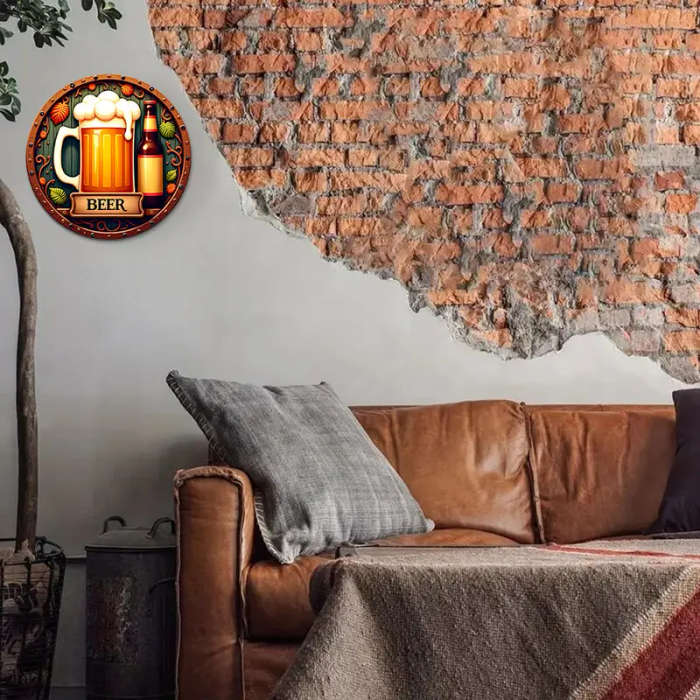 A Round Beer Decorative Sign
