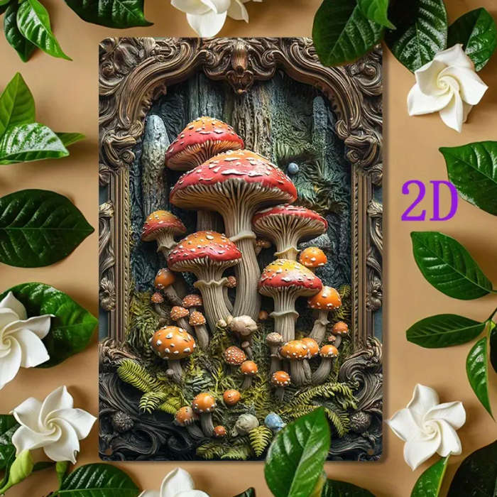 1pc Vibrant Oversized Mushroom Aluminum Wall Art Perfect for Bedrooms Home Offices Creative Spaces P