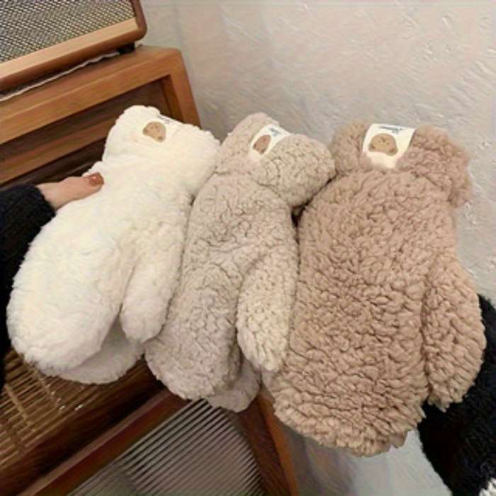 1 Pair Khaki Warm Gloves