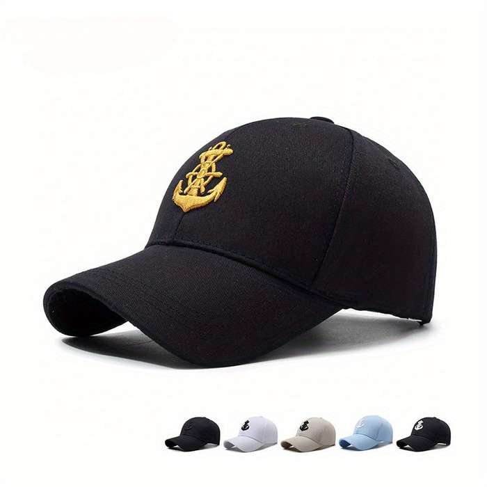 1pc Anchor Baseball Cap Trendy Nautical Design Breathable Polyester Sun Protection Available i