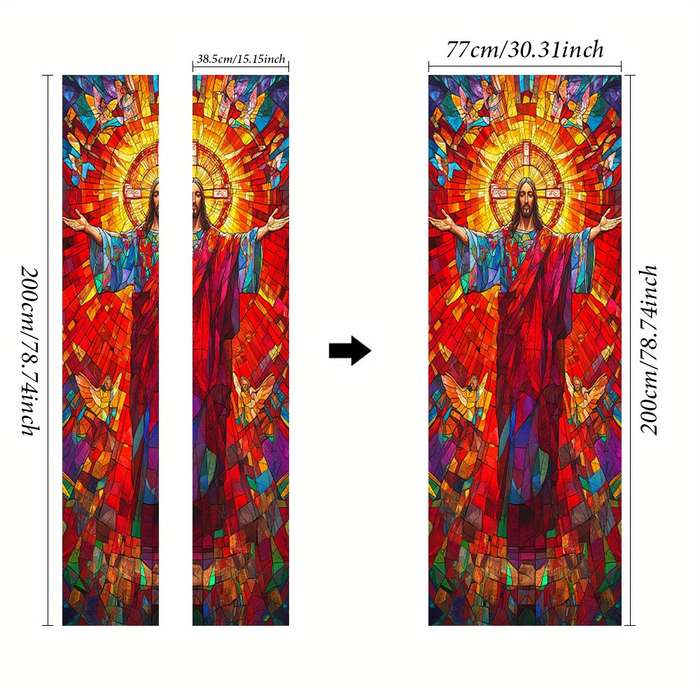 1pc 76.96x199.9cm Jesus Christian Themed Stickers