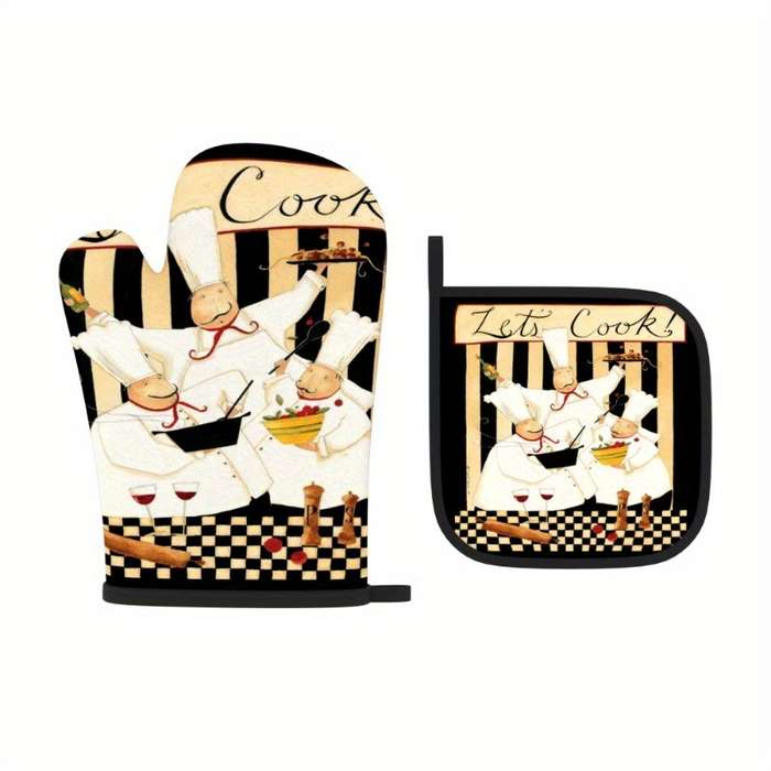 2pcs 26.92x17.02 cm Heat Resistant Oven Mitts And Potholders