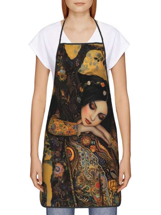 1pc Vintage Gustav Klimt Painting Apron 100% Polyester Woven Fabric 190g m? Slight Stretch Art