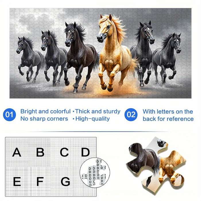 1000pcs Galloping Horses Jigsaw Puzzle 80x40cm (32x16) Large Premium High Quality