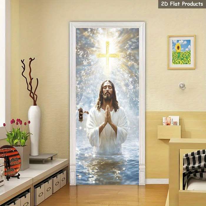 1pc 76.96x199.9cm Jesus Christian Themed Stickers