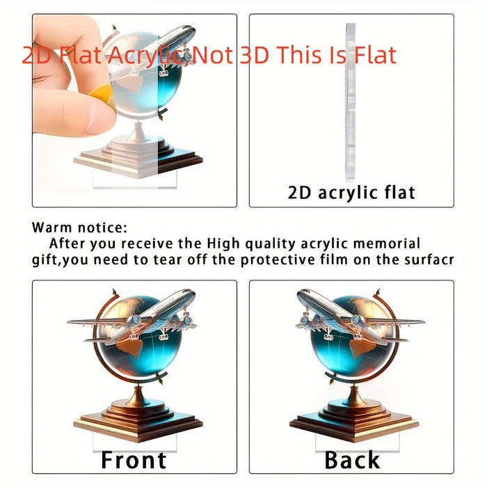 1pc 2D Flat   Modern  Acrylic Airplane Globe Desktop Decoration Contemporary Design fo