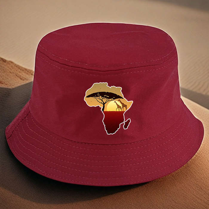 1pc African Landscape Bucket Hat with Sunset Acacia Tree Design C Lightweight Versatile and